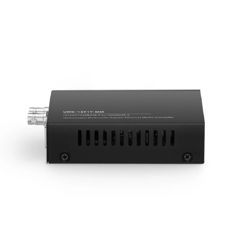 Unmanaged 1x 10/100/1000Base-T RJ45 to 1x 1000Base-X Multimode ST 850nm 220/550m Gigabit Ethernet Media Converter, American Plug Standard