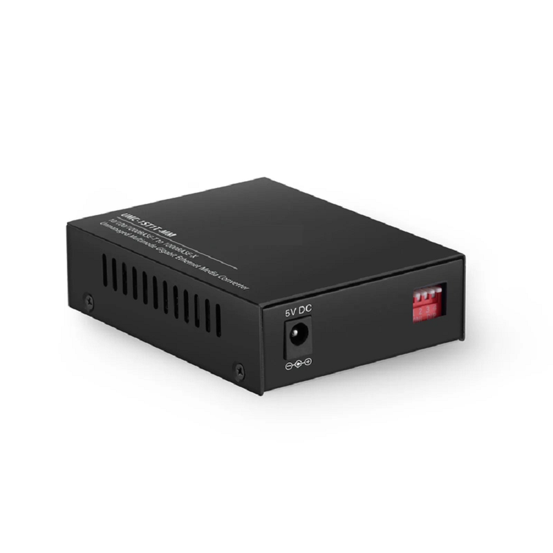 Unmanaged 1x 10/100/1000Base-T RJ45 to 1x 1000Base-X Multimode ST 850nm 220/550m Gigabit Ethernet Media Converter, American Plug Standard