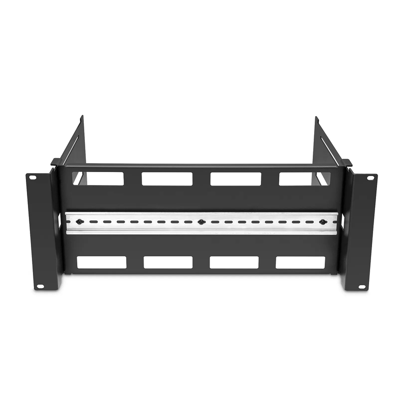Adjustable DIN Rail Bracket for EIA 19" Mount, 4U, Black