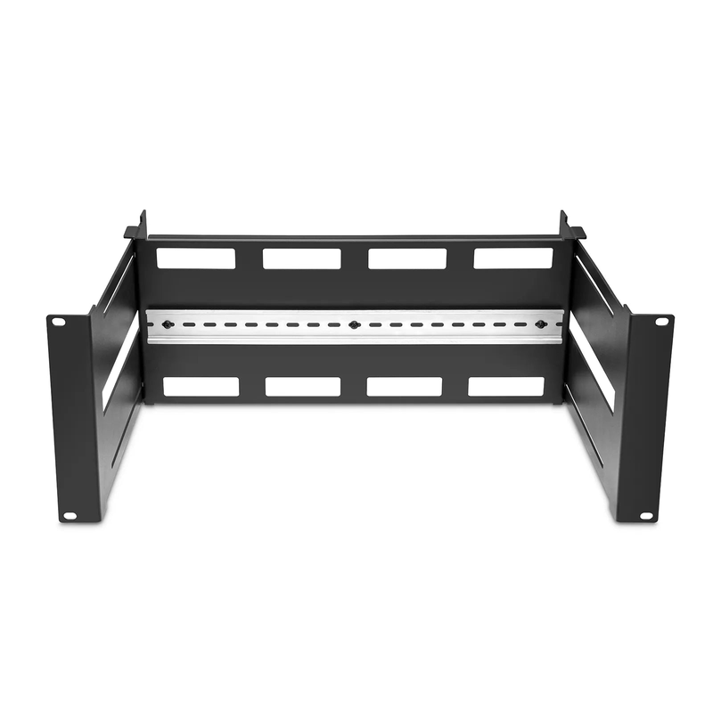 Adjustable DIN Rail Bracket for EIA 19" Mount, 4U, Black