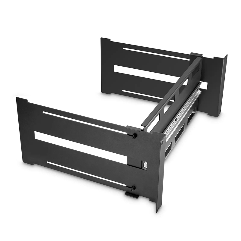 Adjustable DIN Rail Bracket for EIA 19" Mount, 4U, Black