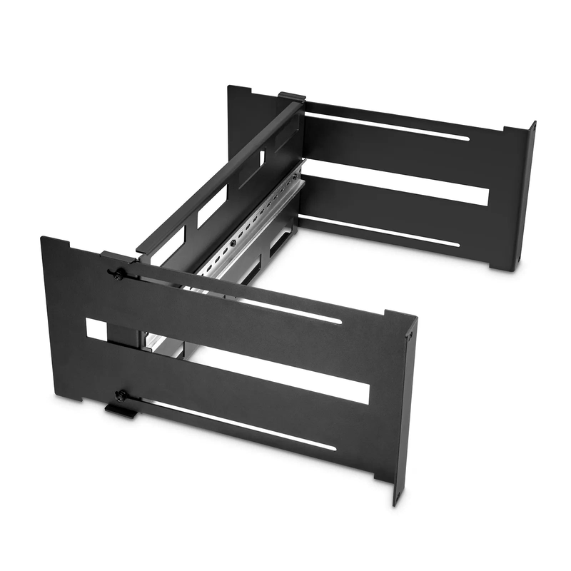 Adjustable DIN Rail Bracket for EIA 19" Mount, 4U, Black
