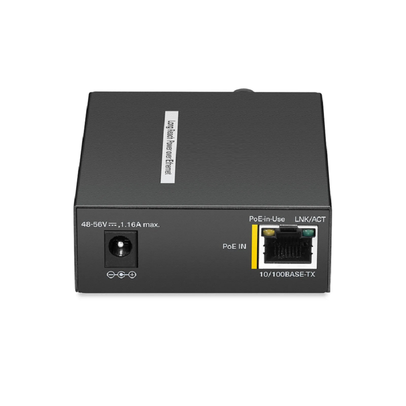 IES1100W-2PD, 1-Port 10/100M Fast Ethernet Long Reach PoE over Coaxial Injector, 1 x PoE+ Input to 1 x BNC Female Output, -20 to 70°C Operating Temperature