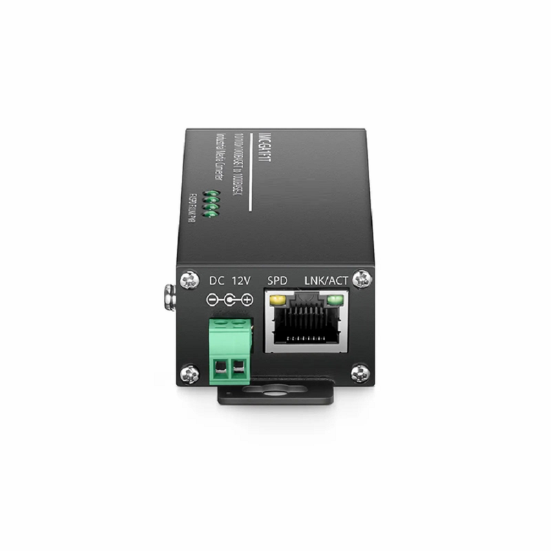 Mini Industrial Unmanaged 1x 10/100/1000Base-T RJ45 to 1x 1000Base-X SFP Gigabit Ethernet Media Converter, British Plug Standard