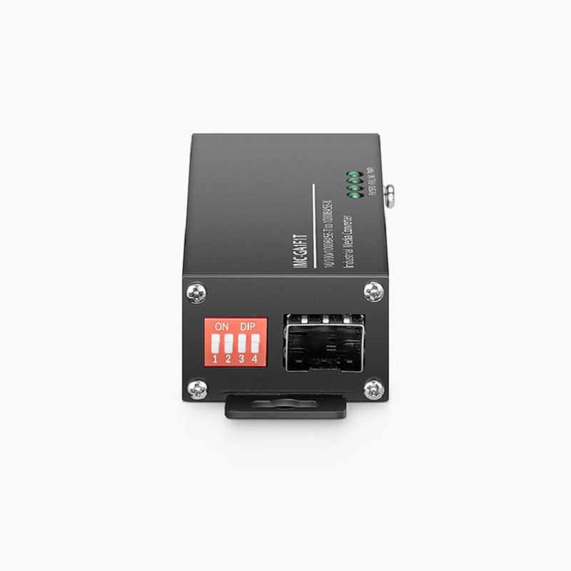 Mini Industrial Unmanaged 1x 10/100/1000Base-T RJ45 to 1x 1000Base-X SFP Gigabit Ethernet Media Converter, European Plug Standard