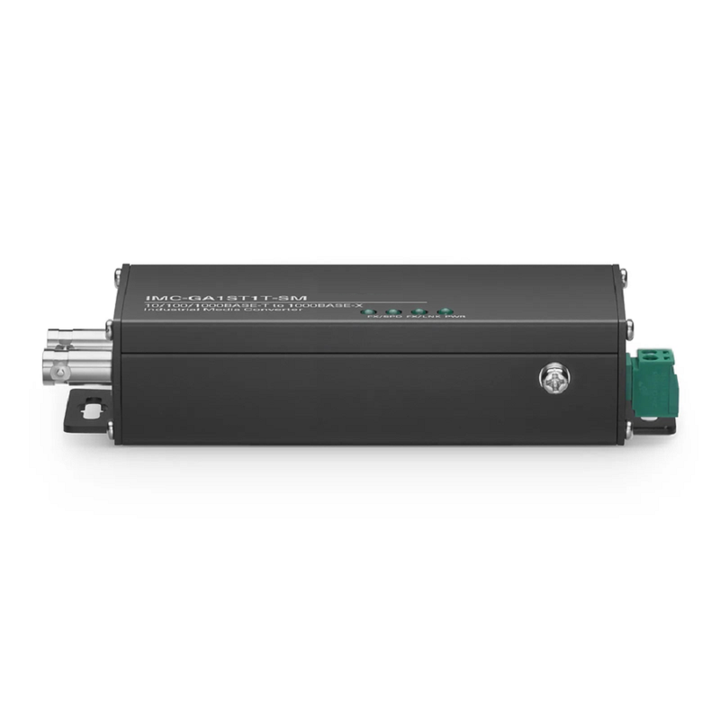 Mini Industrial Unmanaged 1x 10/100/1000Base-T RJ45 to 1x 1000Base-X Single Mode ST 1310nm 20km Gigabit Ethernet Media Converter, European Plug Standard