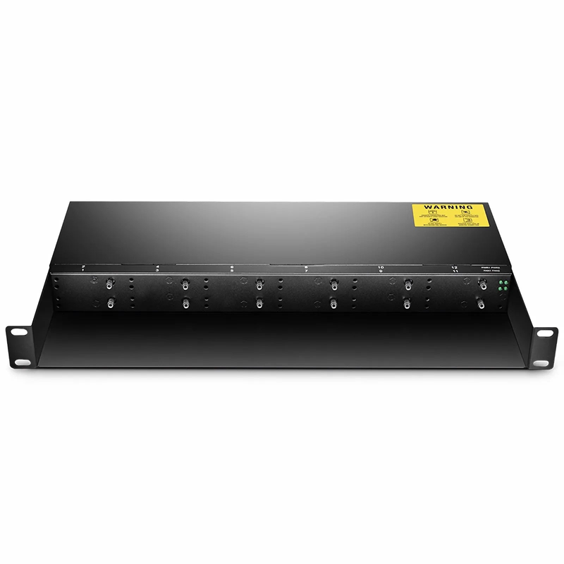 12 10/100M and 10/100/1000M Mini Media Converter Chassis, 1U Rack Mount, Dual Power AC 220V