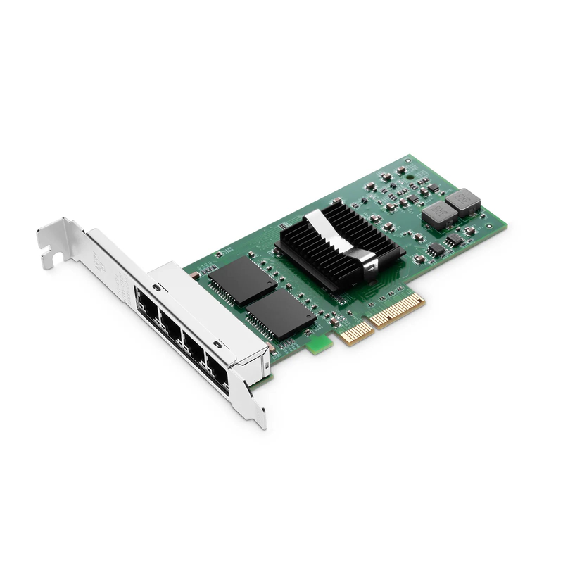 Intel I350-AM4 Based Ethernet Network Interface Card, 1G Quad-Port RJ45, PCIe 2.0 x4, Comparable to Intel I350-T4V2, Tall&Short Bracket