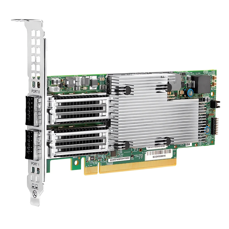 Broadcom® BCM957508-P2100G Ethernet Network Interface Card, P2100G 100GbE Dual-port QSFP56, PCIe 4.0 x 16, Standard & Low Profile