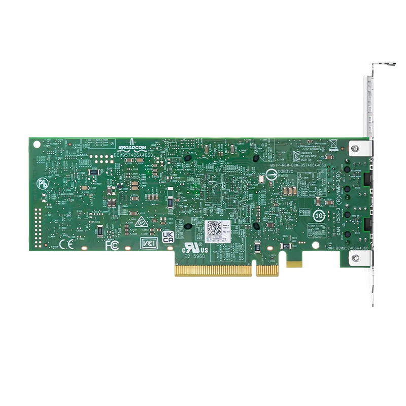Broadcom® BCM957416A4160C Ethernet Network Interface Card, P210TP 10GbE Dual-port RJ45, PCIe 3.0 x8, Standard & Low Profile