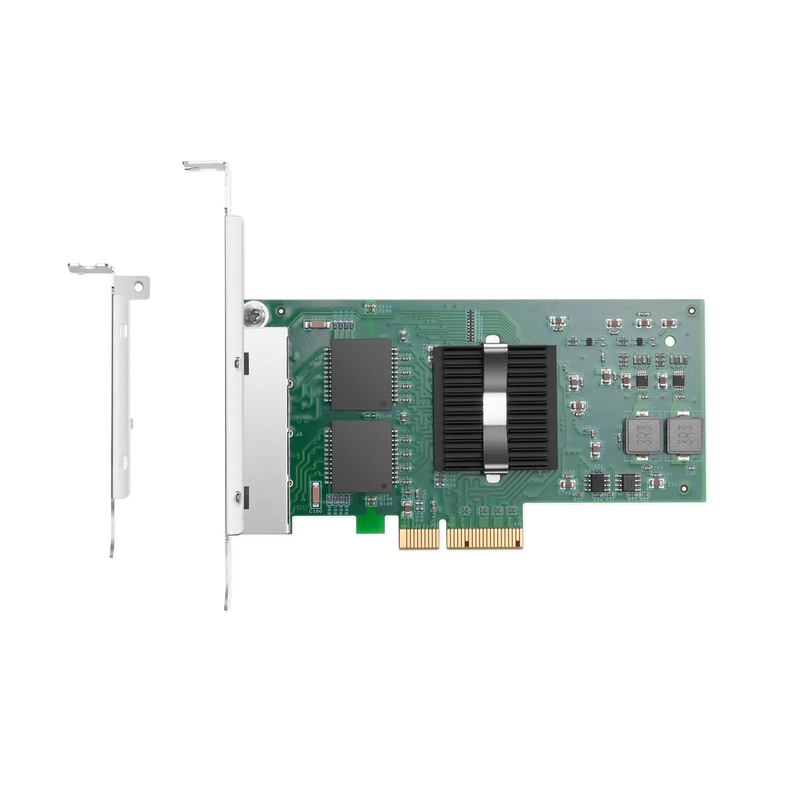 Intel I350-AM4 Based Ethernet Network Interface Card, 1G Quad-Port RJ45, PCIe 2.0 x4, Comparable to Intel I350-T4V2, Tall&Short Bracket