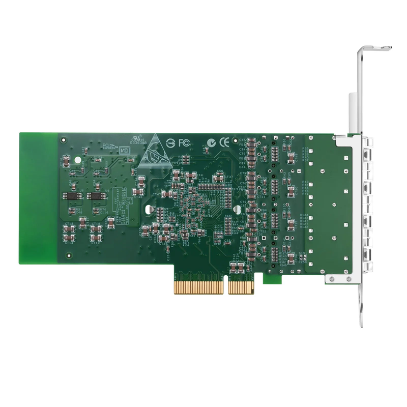 Intel I350-AM4 Based Ethernet Network Interface Card, 1G Quad-Port SFP, PCIe 2.0 x4, Comparable to Intel I350-F4, Tall&Short Bracket