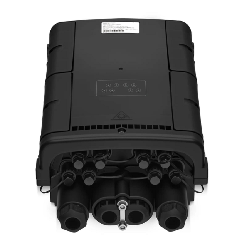 Fully Pre-Terminated Fiber Distribution Hub Box for Quick ODN, 1 Uncut Port, 2 Branch Ports and 8 SC/APC Hardened Adapters, Mechanical Seal, Supports 1:2/1:4/1:8 Mini Splitters, PP+GF, IP68, Wall/Pole/Aerial Mount, Indoor/Outdoor