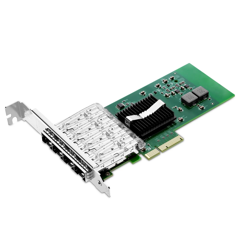 Intel I350-AM4 Based Ethernet Network Interface Card, 1G Quad-Port SFP, PCIe 2.0 x4, Comparable to Intel I350-F4, Tall&Short Bracket