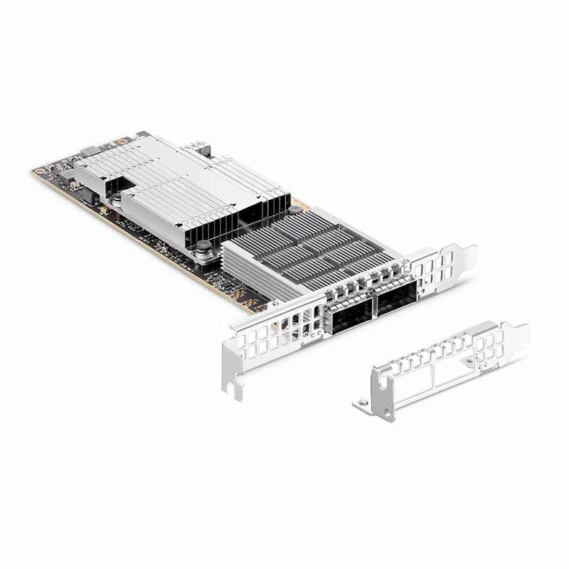 NVIDIA Mellanox MCX755106AS-HEAT ConnectX®-7 InfiniBand & Ethernet Adapter Card 200GbE/NDR200, Dual-Port QSFP112, PCIe 5.0 x16, with x16 PCIe Extension Option, Secure Boot, Tall&Short Bracket