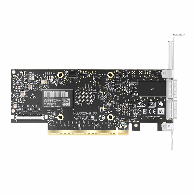 NVIDIA Mellanox MCX755106AS-HEAT ConnectX®-7 InfiniBand & Ethernet Adapter Card 200GbE/NDR200, Dual-Port QSFP112, PCIe 5.0 x16, with x16 PCIe Extension Option, Secure Boot, Tall&Short Bracket