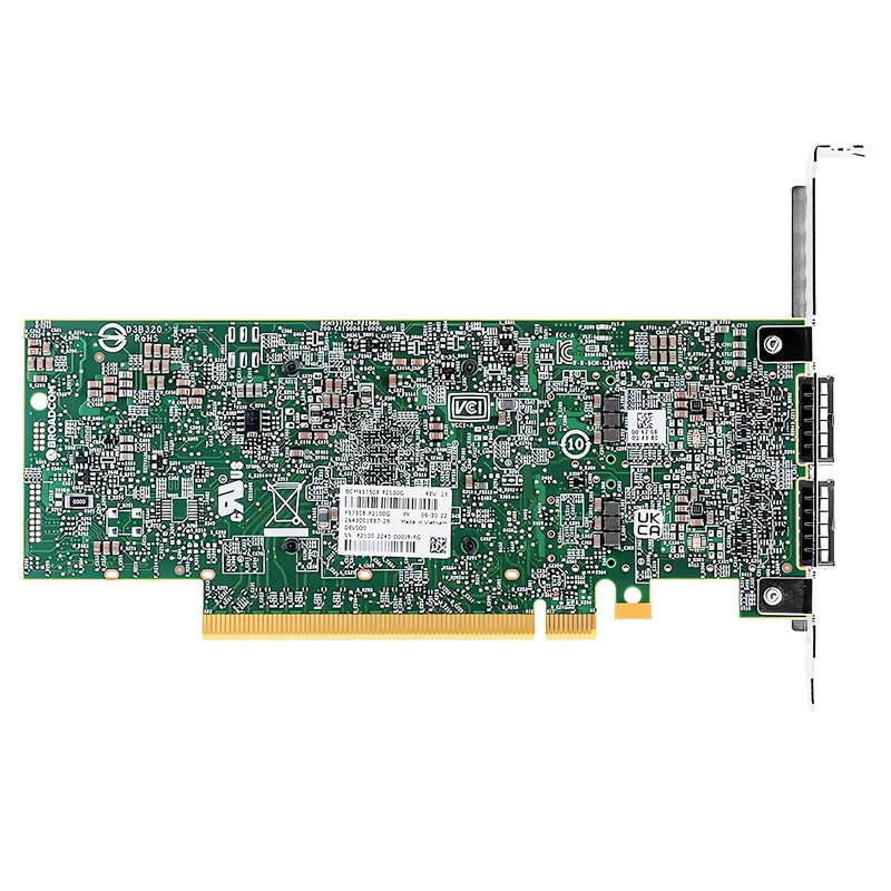 Broadcom® BCM957508-P2100G Ethernet Network Interface Card, P2100G 100GbE Dual-port QSFP56, PCIe 4.0 x 16, Standard & Low Profile