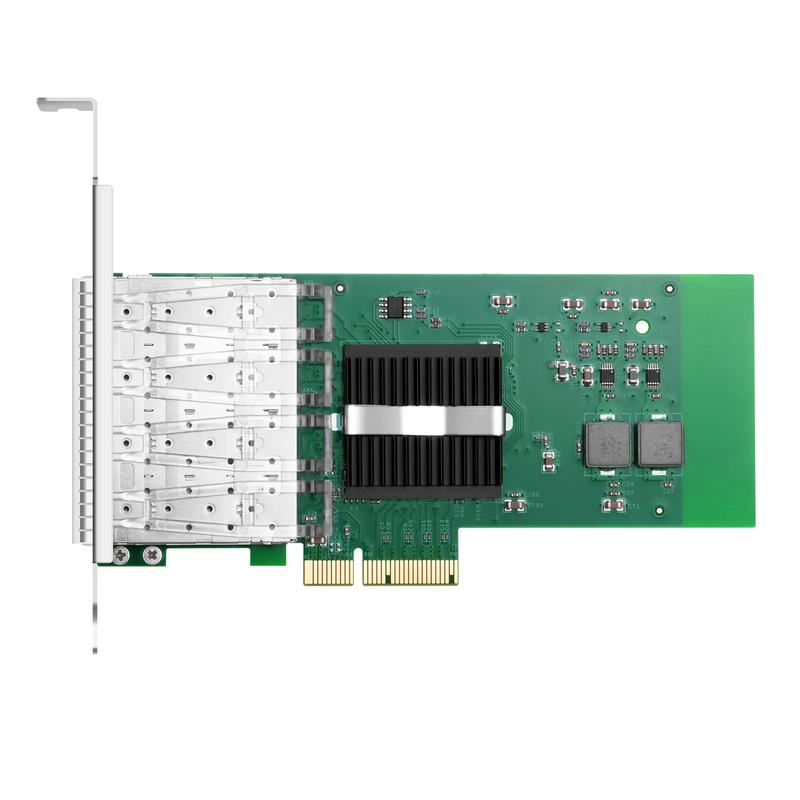 Intel I350-AM4 Based Ethernet Network Interface Card, 1G Quad-Port SFP, PCIe 2.0 x4, Comparable to Intel I350-F4, Tall&Short Bracket