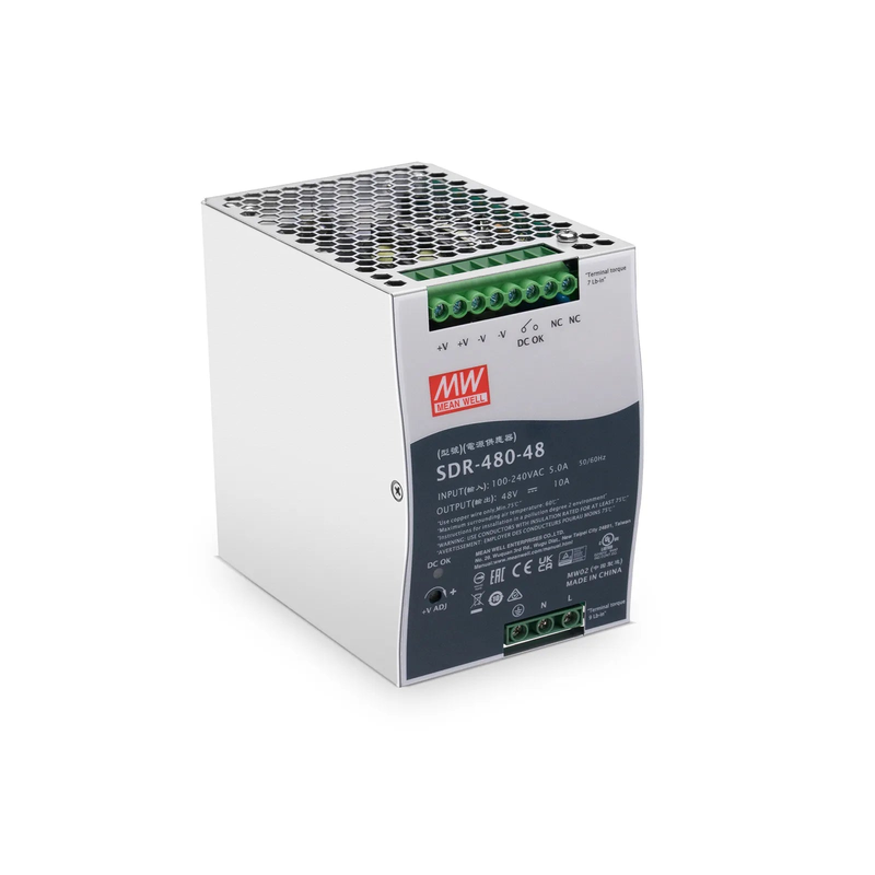 480W 48VDC Slim DIN Rail High-Performance Industrial Power Supply with PFC Function