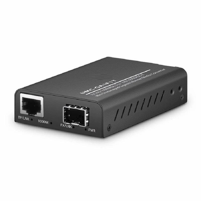 Mini Unmanaged 1x 10/100/1000Base-T RJ45 to 1x 1000Base-X SFP Gigabit Ethernet Media Converter, British Plug Standard