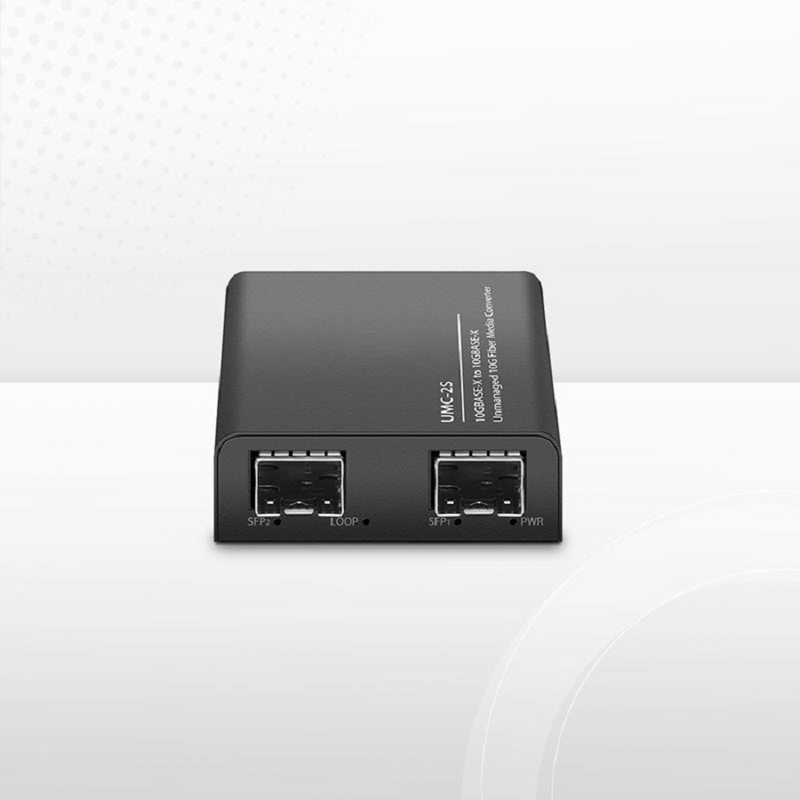 Mini Unmanaged 1x 10GBase-X to 1x 10GBase-X 2SFP+ 10Gigabit Fiber Media Converter, American Plug Standard