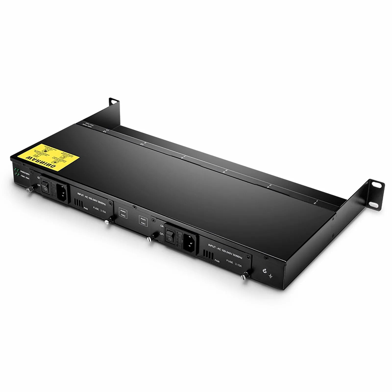 12 10/100M and 10/100/1000M Mini Media Converter Chassis, 1U Rack Mount, Dual Power AC 220V