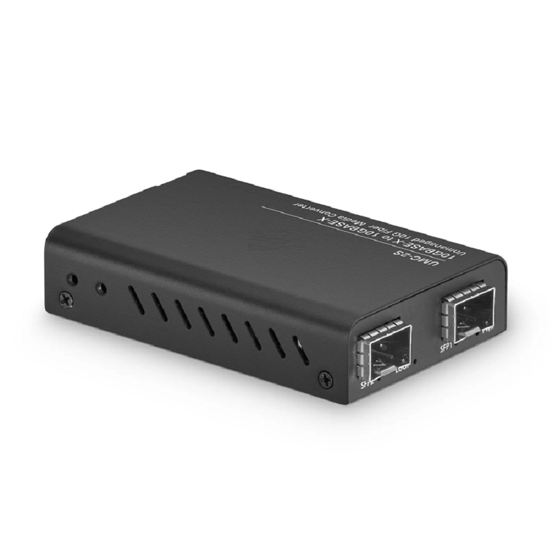 Mini Unmanaged 1x 10GBase-X to 1x 10GBase-X 2SFP+ 10Gigabit Fiber Media Converter, American Plug Standard