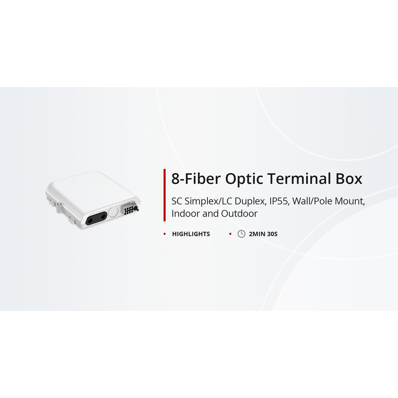 8-fiber Optic Terminal Box, SC Simplex/LC Duplex, IP55, Wall/Pole Mount, Indoor and Outdoor