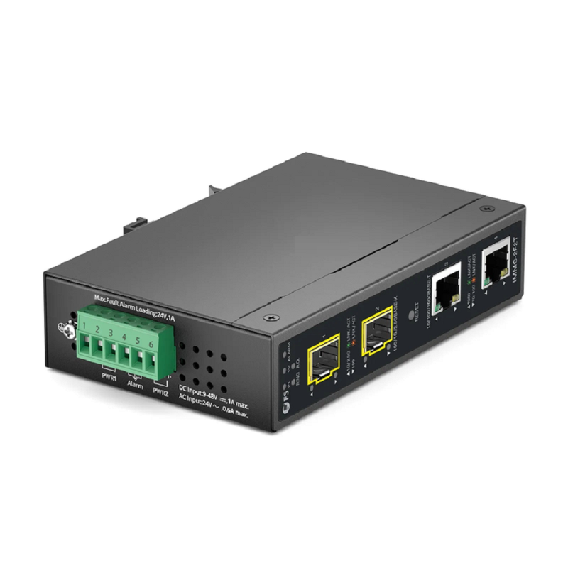 Industrial Managed 1x 10/100/1000Base-T RJ45 to 1x 100/1000/2500Base-X SFP Gigabit Ethernet Media Converter
