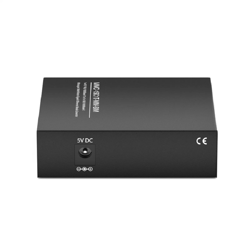Managed 1x 10/100/1000Base-T RJ45 to 1x 100/1000Base-X Multimode SC Duplex 850nm 550m Gigabit Ethernet Media Converter, Slide-in Module, American Plug Standard