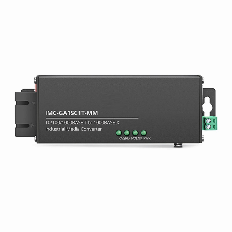 Mini Industrial 1x 10/100/1000Base-T RJ45 to 1x 1000Base-X Multimode SC 850nm 550m Gigabit Ethernet Media Converter, British Plug Standard