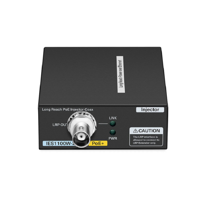 IES1100W-2PD, 1-Port 10/100M Fast Ethernet Long Reach PoE over Coaxial Injector, 1 x PoE+ Input to 1 x BNC Female Output, -20 to 70°C Operating Temperature