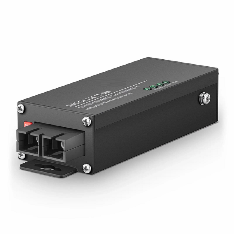 Mini Industrial 1x 10/100/1000Base-T RJ45 to 1x 1000Base-X Multimode SC 850nm 550m Gigabit Ethernet Media Converter, European Plug Standard