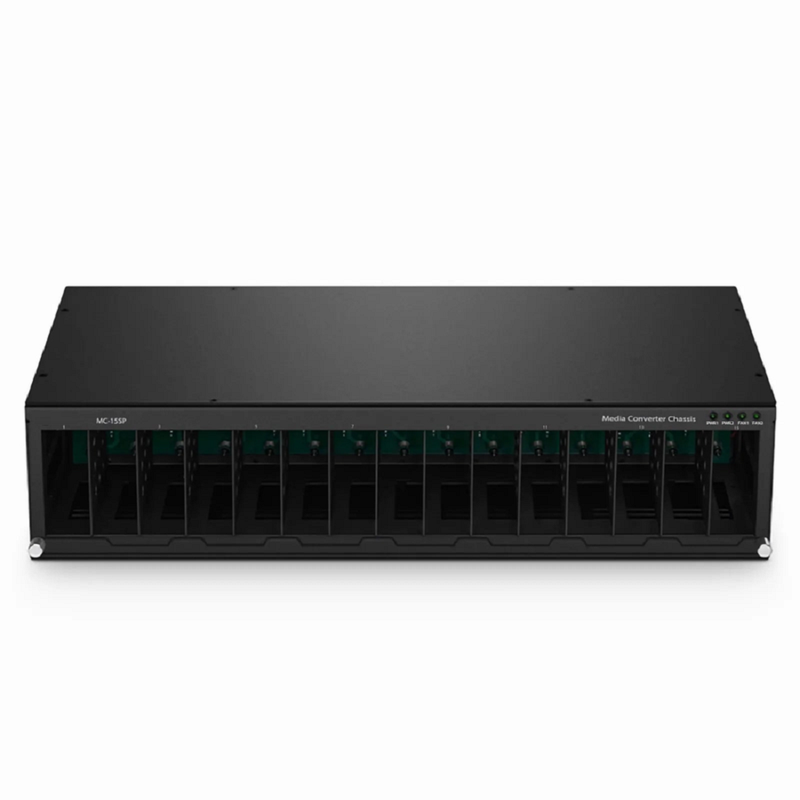 15 Slots Media Converter Chassis, 19'' Rack Mount, Single Power AC 100~240V