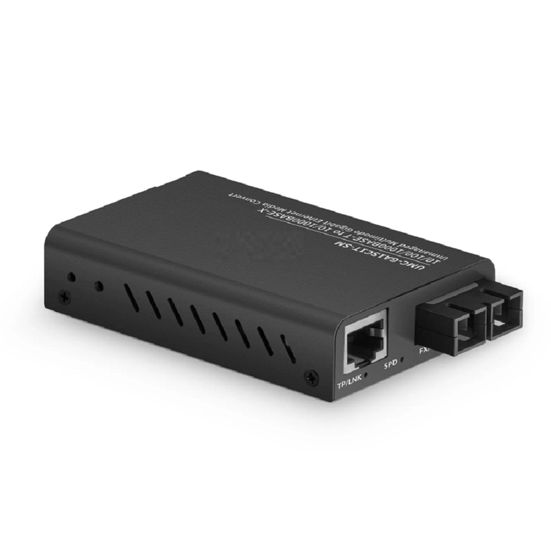 Mini Unmanaged 1x 10/100/1000Base-T RJ45 to 1x 100/1000Base-X Multimode SC 850nm 220/550m Gigabit Ethernet Media Converter, British Plug Standard