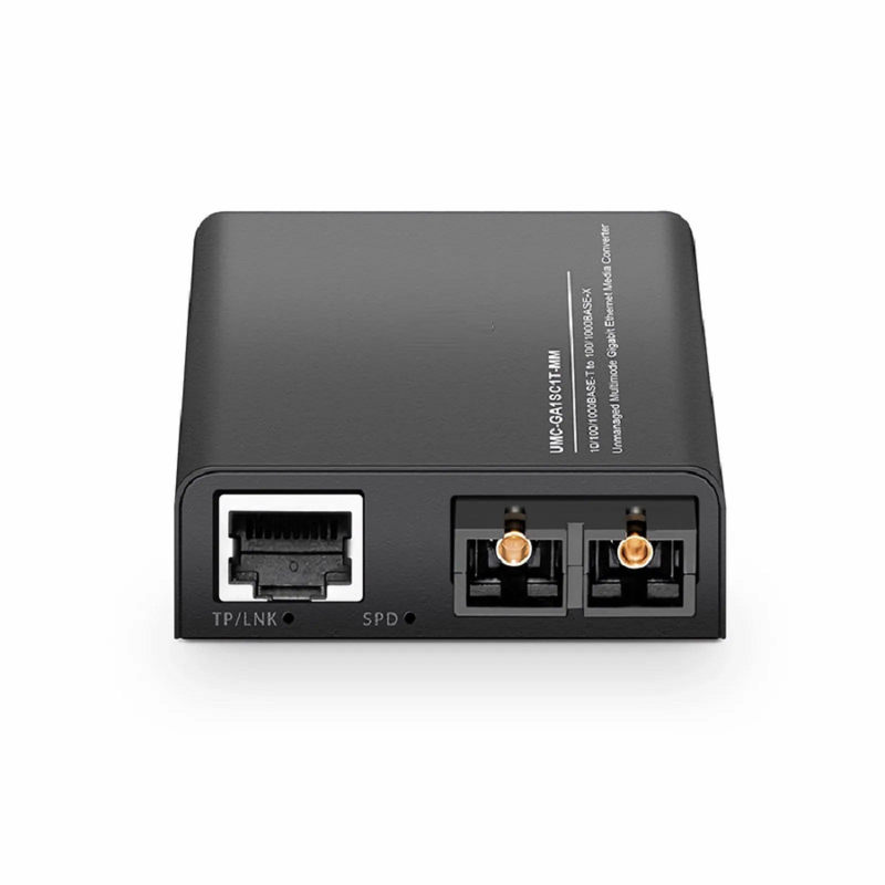 Mini Unmanaged 1x 10/100/1000Base-T RJ45 to 1x 100/1000Base-X Multimode SC 850nm 220/550m Gigabit Ethernet Media Converter, European Plug Standard