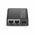 Mini Unmanaged 2x 10/100/1000Base-T RJ45 to 1x 1000Base-X SFP Gigabit Ethernet Media Converter, European Plug standard