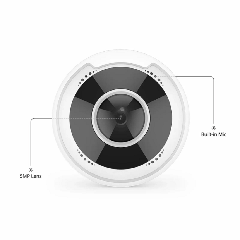 IPC301-5M-F Fisheye Camera, Fixed 5MP with Build-in Mic, 33ft Night Vision, IP66 & IK10 360° Panoramic PoE Network Camera with 1.4mm Lens