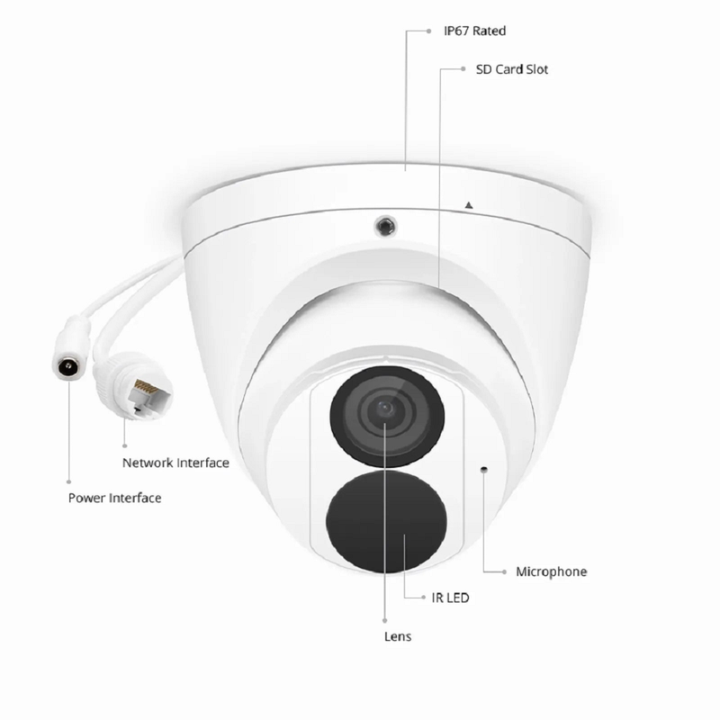 IPC301-8M-T Turret Camera, with Fixed 4.0mm Lens, 8MP Resolution, Built-in Mic, 98ft Night Vision, Smart Behavior Detection, IP67 PoE Network Camera