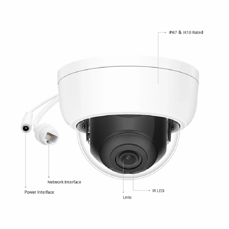 IPC101-2M-D, Full HD 2MP Dome Network Camera with 2D/3D DNR, 98ft Night Vision, IP67 & IK10 PoE Network Camera with Fixed 2.8mm Lens