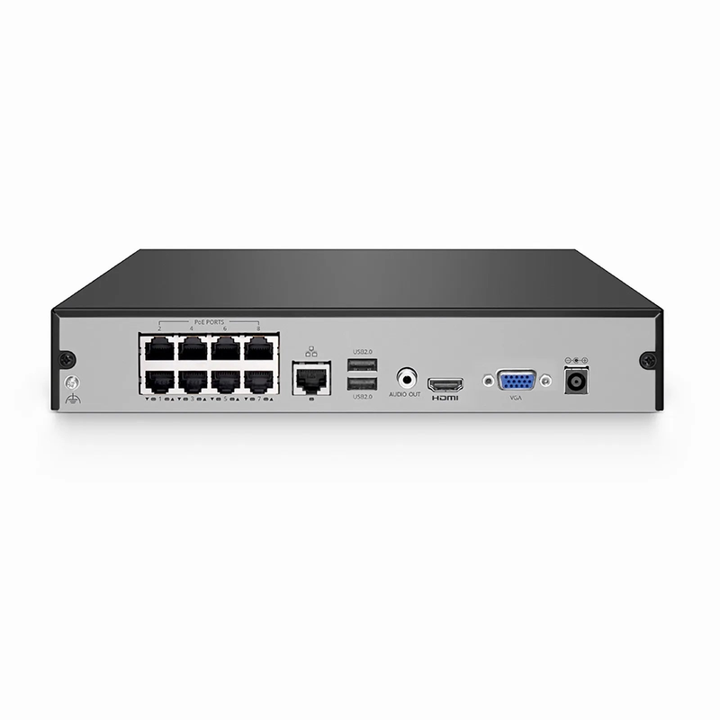 NVR101-8C-8P, 8-Channel 8-Port PoE Network Video Recorder, Record 8CH 4K@30fps, Live View/Playback 1CH 4K@30fps, Supports up to 1x8TB Hard Drive (Not Included)