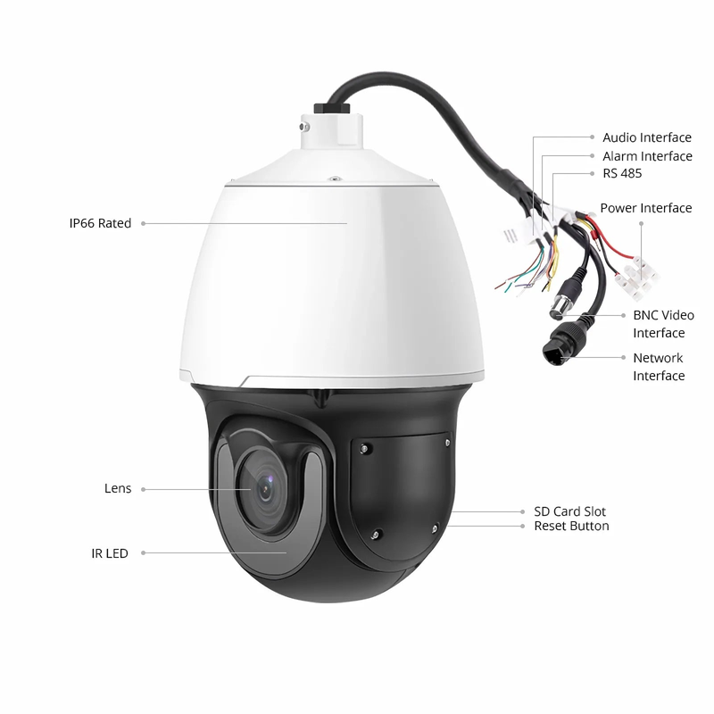 IPC425-8M-P, Ultra HD 8MP PTZ Dome Network Camera, Pan Tilt 25X Optical Zoom, Face Capture PoE Network Camera with Varifocal 6-150mm Lens