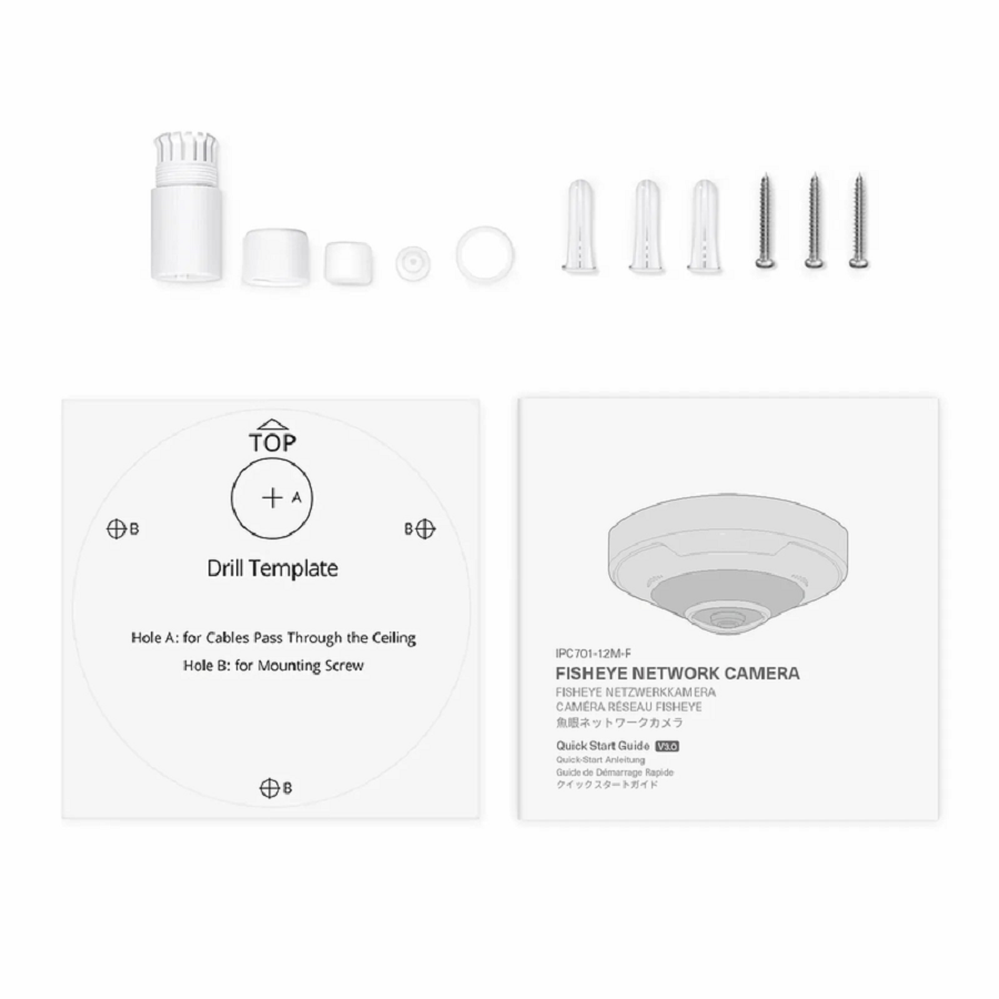IPC701-12M-F, Ultra HD 12MP Fisheye Dome Network Camera with Build-in Mic, IP67 & IK10 360° Panoramic PoE Network Camera with Fixed 1.8mm Lens