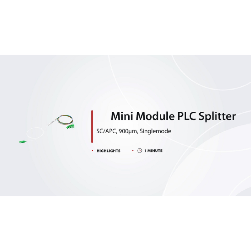 1 x 8 PLC Fiber Splitter, Mini Module, 900μm, SC/APC, Singlemode