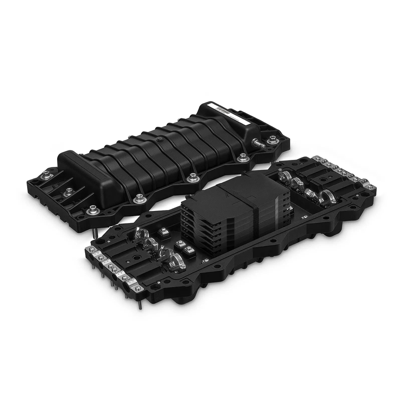 144 Fibers 4In-4Out In-Line Fiber Optic Splice Closure, Mechanical Seal, with 1 Pre-installed Fusion Splice Tray