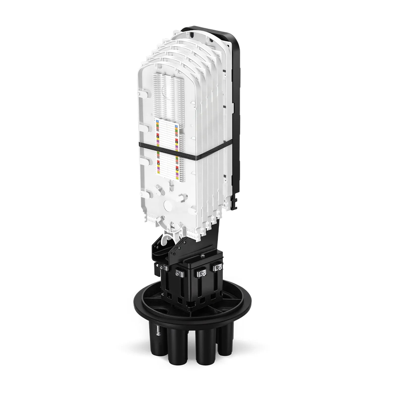 288 Fibers 1In-6Out Dome Fiber Optic Splice Closure, Heat Shrink Seal, with 1 Pre-installed Fusion Splice Tray