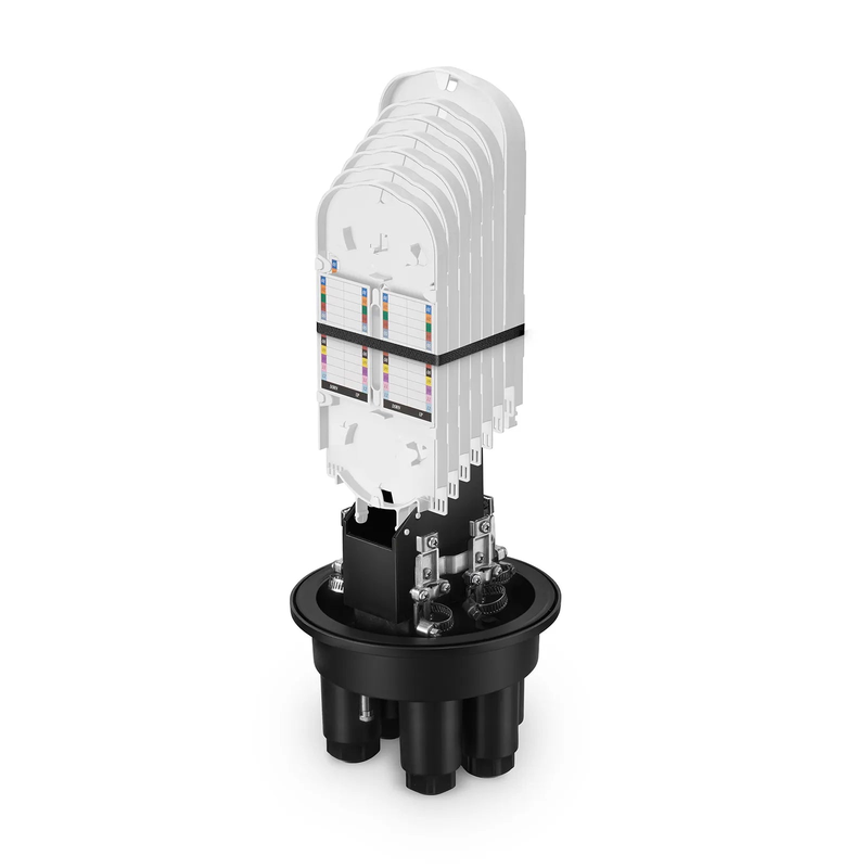 144 Fibers Dome Fiber Optic Splice Closure, 1 Oval Port and 4 Round Ports, Mechanical Seal, with 1 Pre-installed Splice Tray