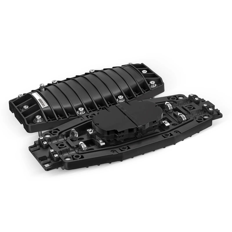 48 Fibers 2In-2Out In-Line Fiber Optic Splice Closure, Mechanical Seal, with 1 Pre-installed Fusion Splice Tray