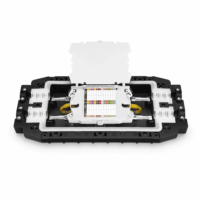 96 Fibers 2In-2Out In-Line Fiber Optic Splice Closure, Mechanical Seal, with 1 Pre-installed Fusion Splice Tray