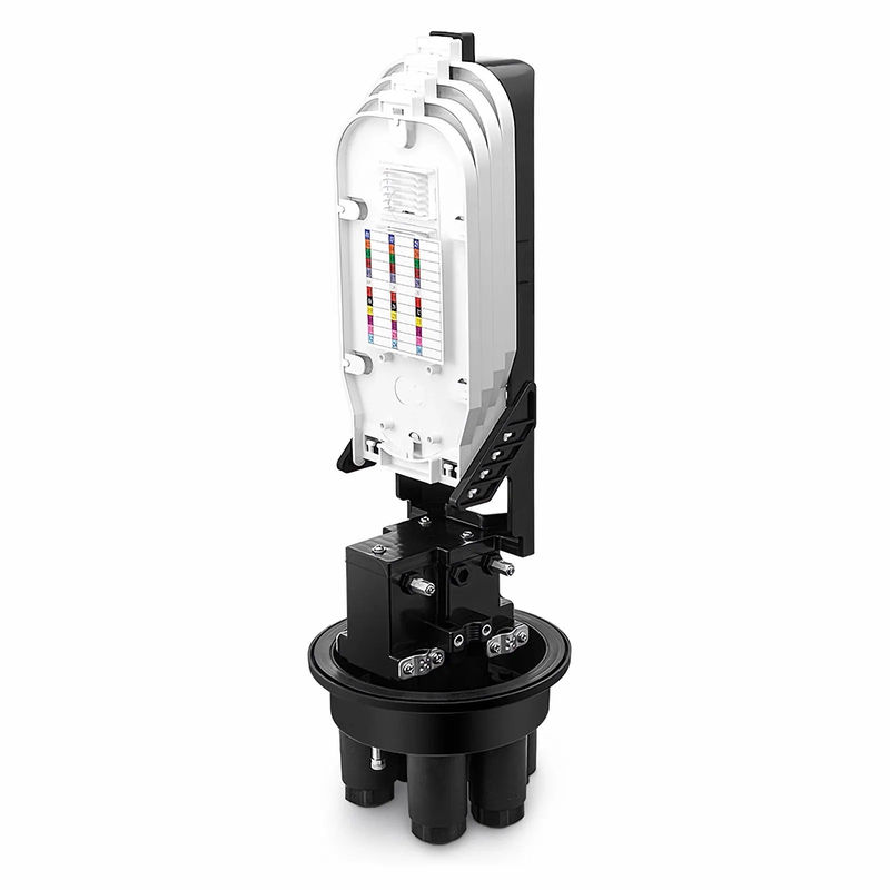 144 Fibers 2In-4Out Dome Fiber Optic Splice Closure, Mechanical Seal, with 1 Pre-installed Fusion Splice Tray